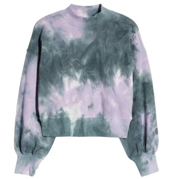 All In Favor Crop Crew Neck Sweatshirt Sz Medium Green & Purple Tie Dye NWT - Picture 5 of 7